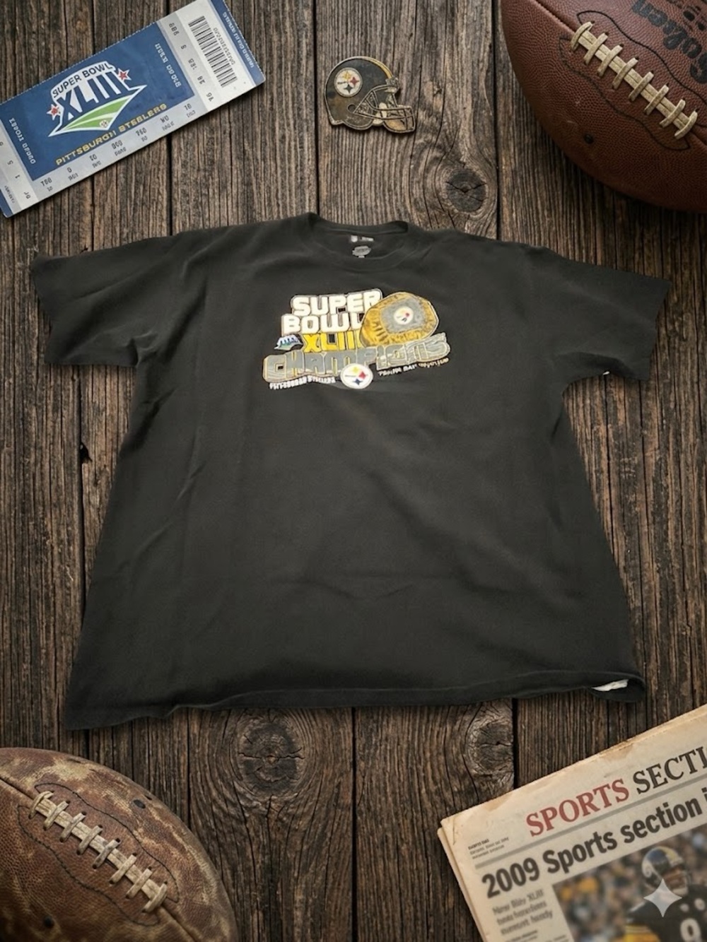 Vintage Pittsburgh Steelers Black Super Bowl XLIII Champions Graphic Tee
